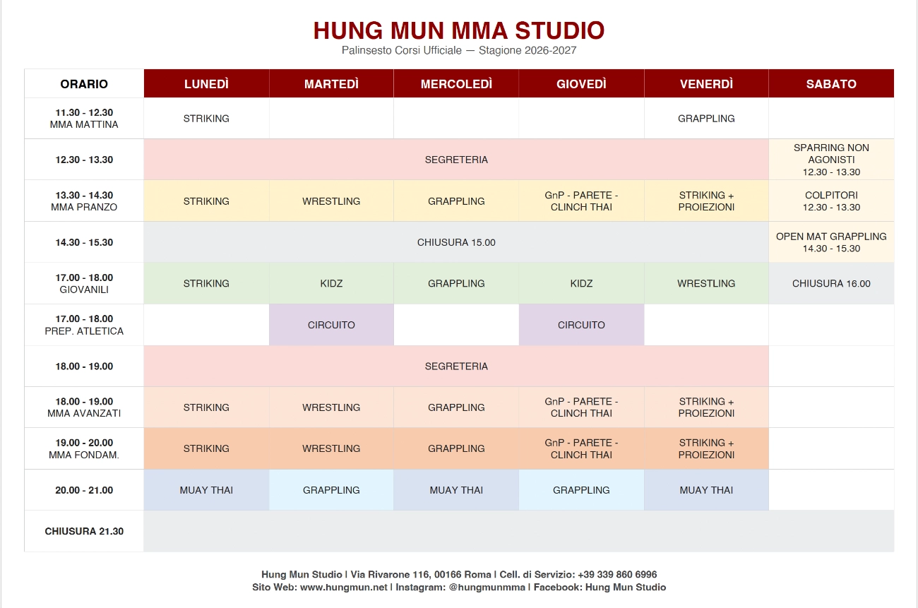 orari-hungmun Orari corsi palestra Hung Mun